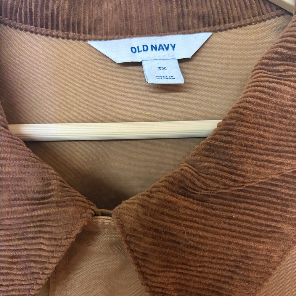Old Navy Tan Barn Jacket with Brown Collar - Picture 4 of 5